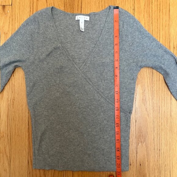 Leith from Nordstrom gray faux wrap ribbed sweater S - Picture 7 of 7
